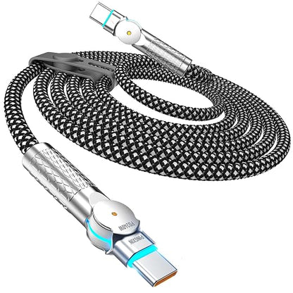 USB C to USB C Cable 6.6ft 240W, 180°Rotating USB C Cable Braided Type C by PINGXIN
