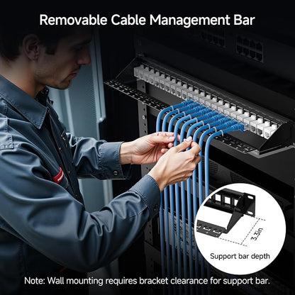 Cable Matters Rackmount or Wall Mount 1U 24 Port Keystone Patch Panel - Image 2