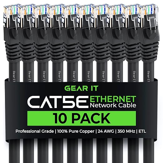 GearIt 10-Pack, Cat5e Ethernet Patch Cable 10 Feet by GEARit