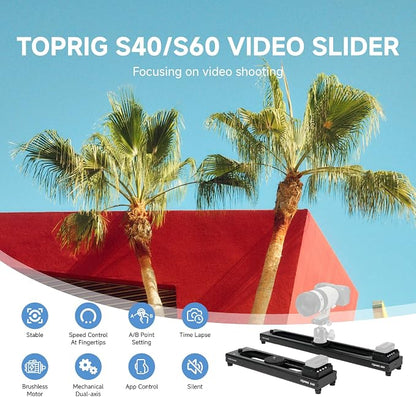 Accsoon Motorized Camera Slider, Adjustable 16''/40 cm Bluetooth Video Slider - Image 2