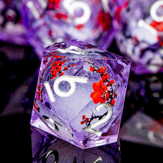 Plum Blossom DND Dice Purple Liquid Core Dice Set - Image 5