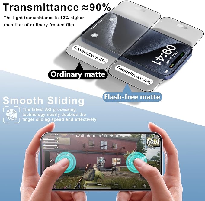 2 Pack Matte Screen Protector for iPhone 16 and 14 Pro 6.1-Inch Auto Dust - Image 4