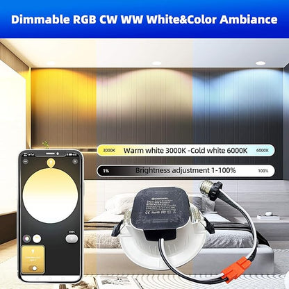 ZigBee 3.0 Recessed Lights RGBWW Smart LED Downlight 4 Inch Work - Image 4