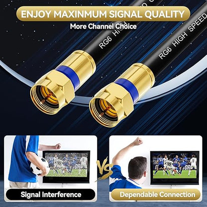 Coaxial Cable 3ft/6ft/10ft/15ft/25ft/50ft/60ft/75ft/100ft, RG6 Coax Cable - Image 2