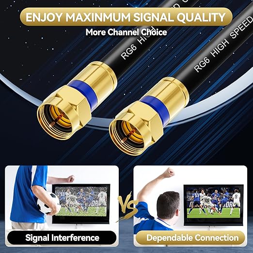 Coaxial Cable 3ft/6ft/10ft/15ft/25ft/50ft/60ft/75ft/100ft, RG6 Coax Cable - Image 2
