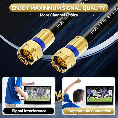 Coaxial Cable 3ft/6ft/10ft/15ft/25ft/50ft/60ft/75ft/100ft, RG6 Coax Cable - Image 2