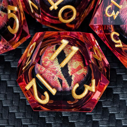 ARUOHHA DND Resin Dice Dragon Eye Dice Liquid Core Red Sharp Edged Dice Set - Image 4