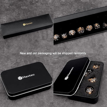 Haxtec DND Dice Set Black Sharp Edge Resin Dice Gold Flakes - Image 5