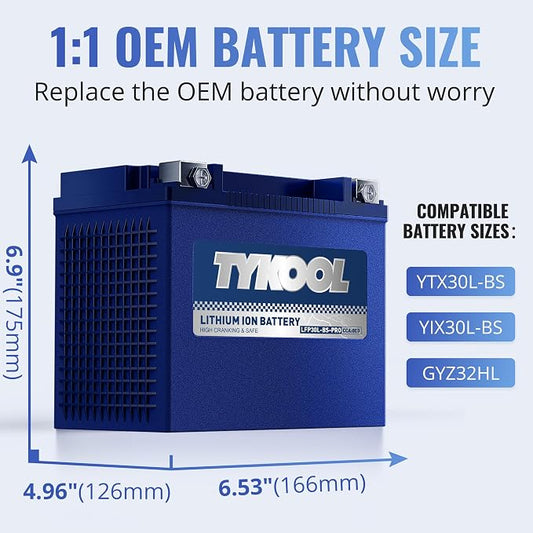TYKOOL YIX30L/YTX30L-BS High Performance LiFePO4 Lithium Motorcycle Battery - Image 2