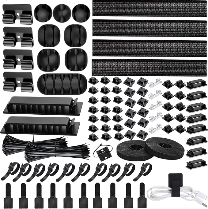 Cable Management Kit, 67 Adhesive Cable Clips, Topavatop Desk Cord Organizer by Topavatop