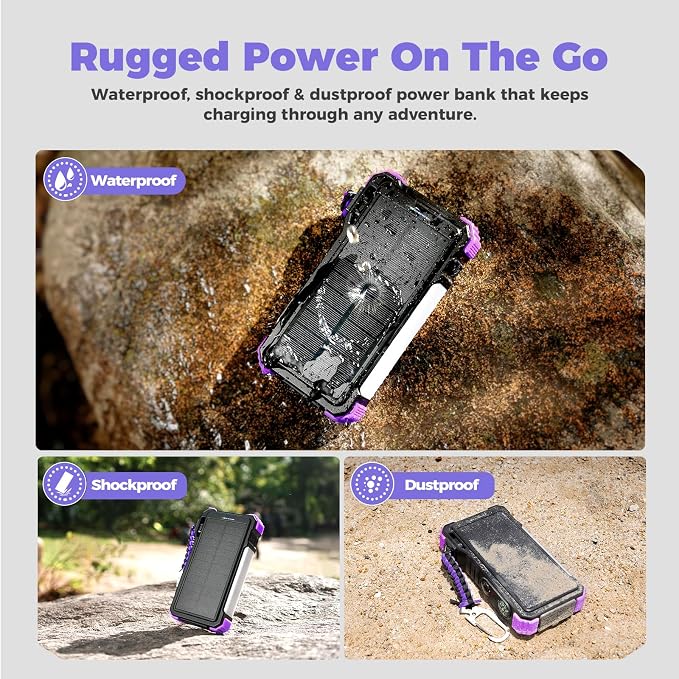 BLAVOR Solar Power Bank 20000mAh/74000mWh Built-in Cables, Wireless Charger - Image 6