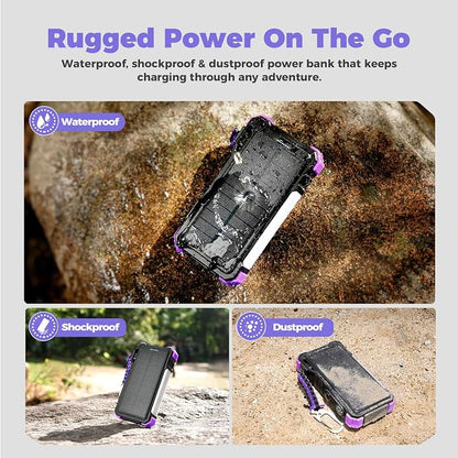 BLAVOR Solar Power Bank 20000mAh/74000mWh Built-in Cables, Wireless Charger - Image 6