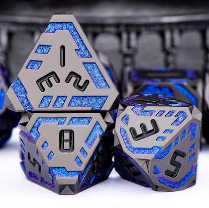 Metal DND Sci-fi Dice Set 7PCS Stripe Polyhedral Dice - Image 5