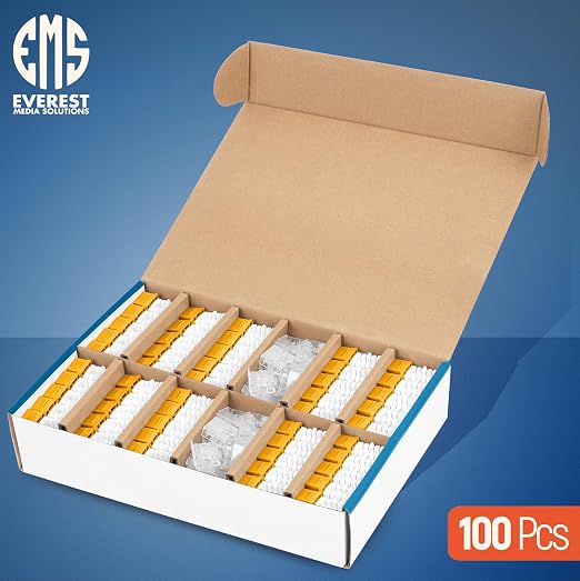 Everest 90° Angled RJ45 Cat6 Keystone Jacks 100-Pack in Yellow - Image 2