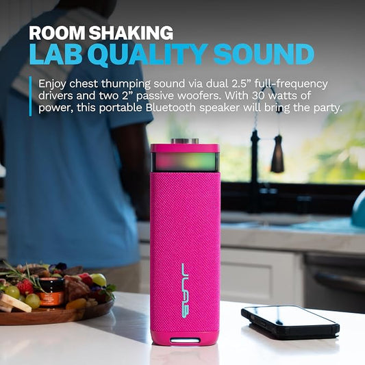 JLab JBuds Party Portable Bluetooth Speaker, 2 Full-Range Drivers + 2 Passive - Image 2
