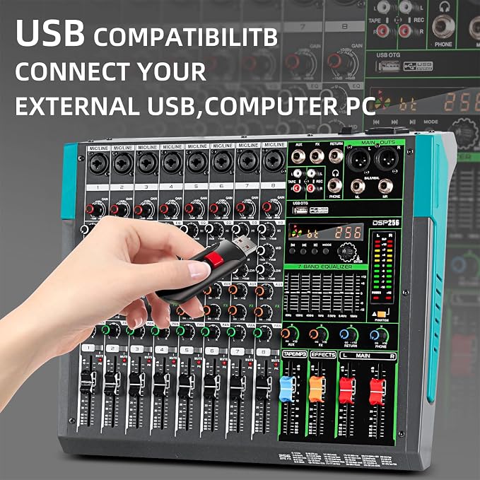 Depusheng PA8 Professional Audio Mixer Sound Board Console Desk System - Image 5