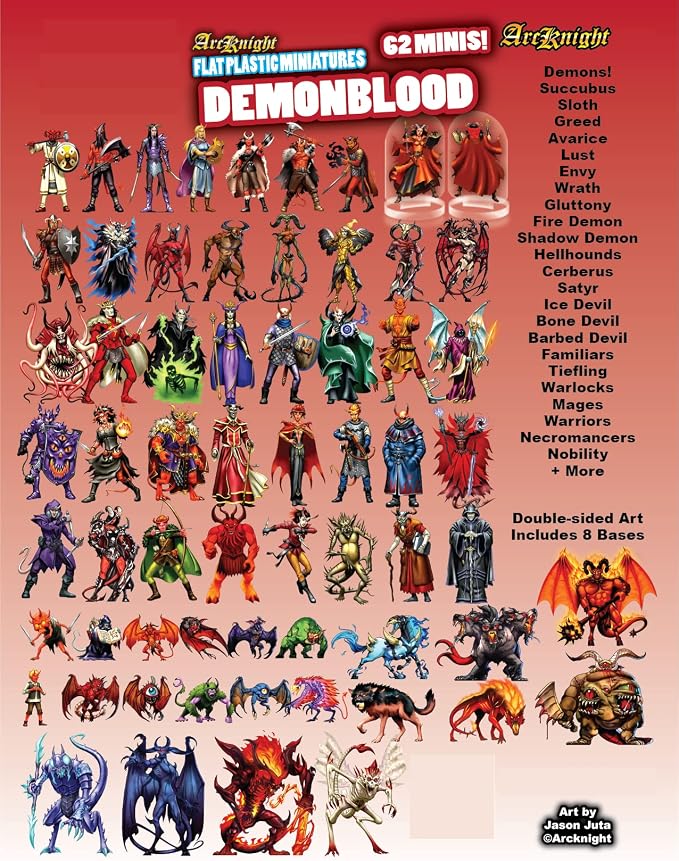 Arcknight Flat Plastic Miniatures: Demon Blood; 62 Unique Infernal-Themed Minis - Image 2