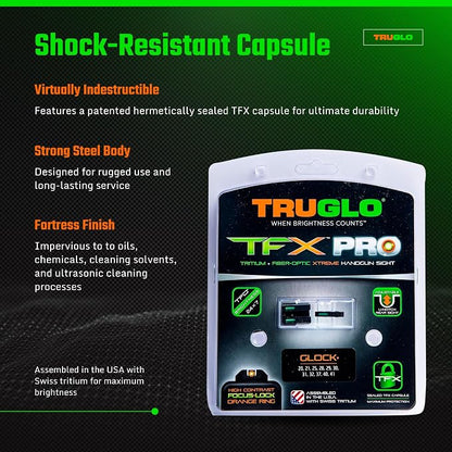 Truglo TFX PRO Handgun Sight, Glowing Shock Proof Tritium and Fiber Optic Night - Image 4