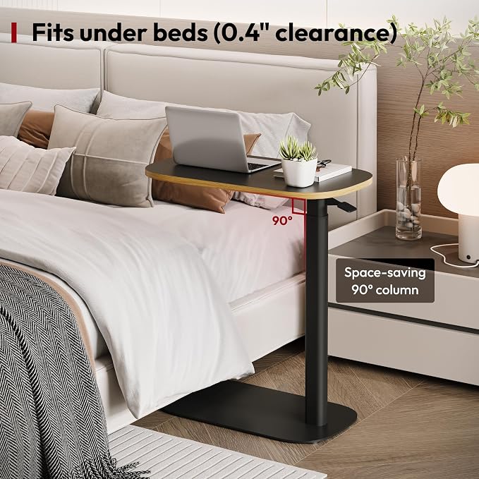 SANODESK Adjustable Overbed Bedside Table Pneumatic Adjustable Height Laptop - Image 3