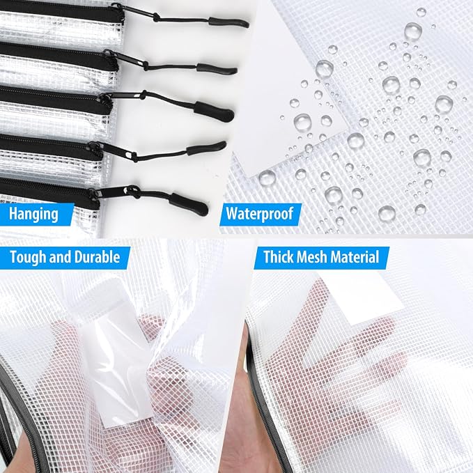 18 Pack A4 Mesh Zipper Pouch Bags, Zipper Pouches of Office Supplies, File Bags - Image 3
