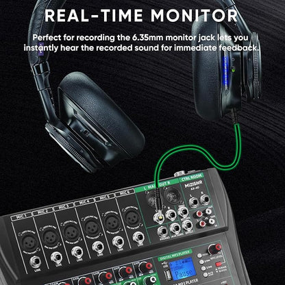 6 Channel Audio Mixer, Professional DJ Mixer Board Sound Music Mixing Console - Image 7