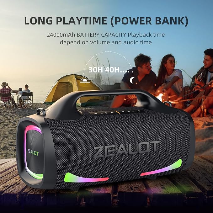 ZEALOT Bluetooth Speaker, 110W Peak Booming Sound Speakers Wireless, Dual - Image 4