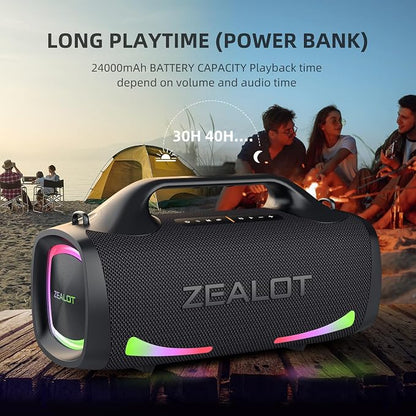 ZEALOT Bluetooth Speaker, 110W Peak Booming Sound Speakers Wireless, Dual - Image 4