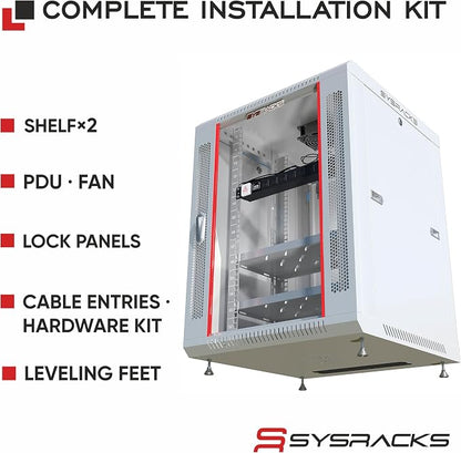 15U Wall Mount Server Rack Cabinet, 19 Inch Network and AV Enclosure, 24 Inch - Image 4