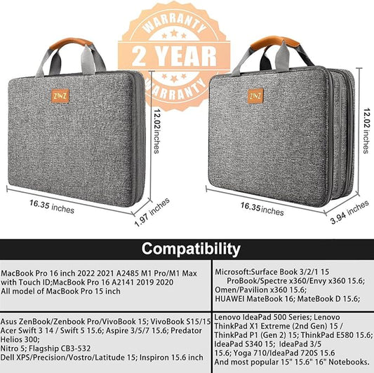 ZINZ Slim Expandable Laptop Case 15.6 Inch Sleeve Upgraded Protective Durable - Image 2