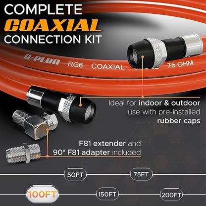 G-PLUG RG6 Coaxial Cable 100FT – Triple Shielded, Waterproof, 75 Ohm - Image 2