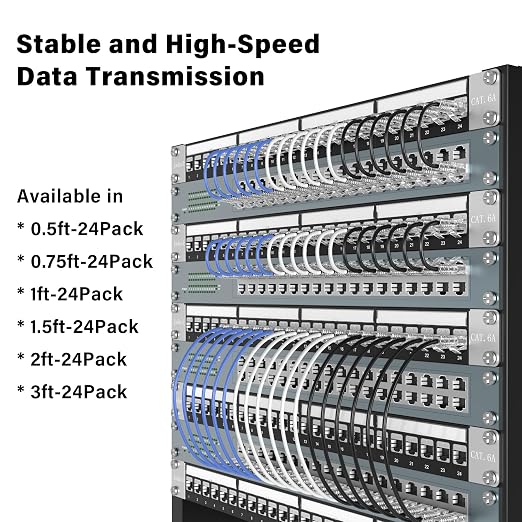 Jadaol Patch Cables Cat6A 0.5ft 24-Pack, 10Gbps Support Cat8 Cat7 Network - Image 8