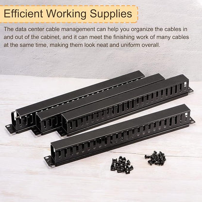 PATIKIL 1U 19 Inch Cable Manager, 4 Pack 24 Slot Horizontal Rack Mount Wire - Image 4