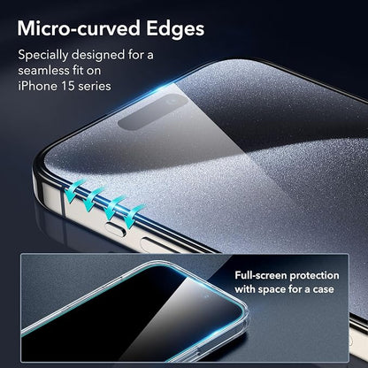 ESR 3+1 Pack for iPhone 15 Pro Max Screen Protector, 3 Black Edge - Image 3