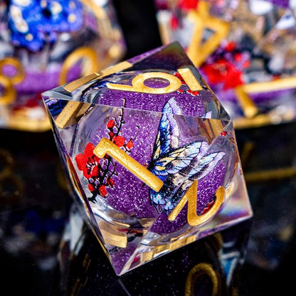 Butterfly DND Dice Purple Liquid Core Dice Set - Image 6