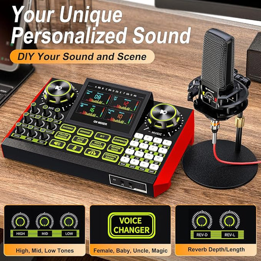 Podcast equipment bundle with live sound card audio mixer, podcast equipment - Image 2