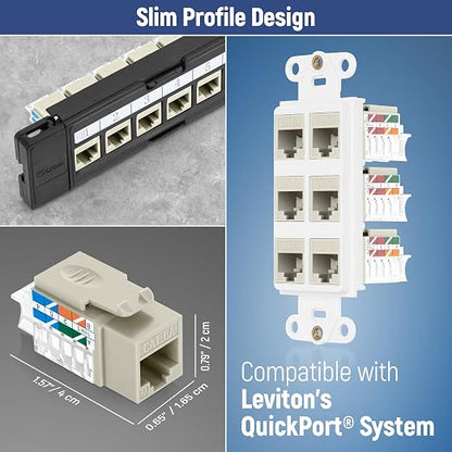Everest 45° Angled RJ45 Cat6A Keystone Jacks 50-Pack in Ivory - Image 7