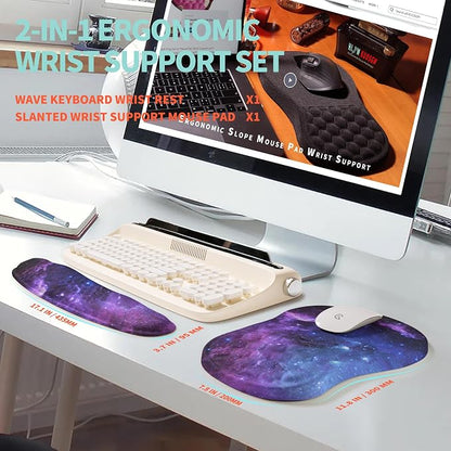 2-in-1 Ergonomic Set, Wave Rise Keyboard Wrist Rest and Massage Bulge Slope - Image 5