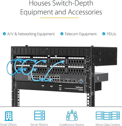 StarTech.com 2-Post 12U Heavy-Duty Wall Mount Network Rack, Wall Mount Data Rack - Image 4