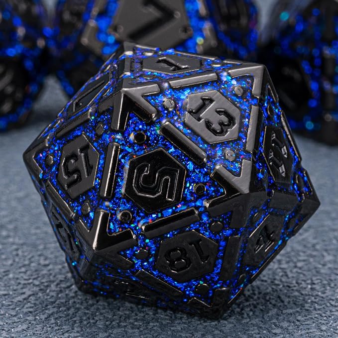 DND Metal Dice Set with Cracks, Polyhedral Dice by Unknown