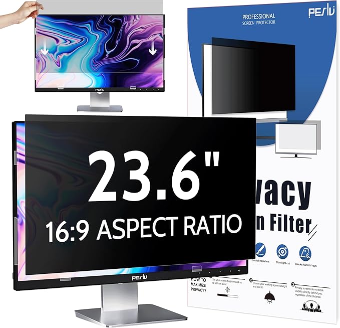 Privacy Screen for Computer Monitor 23.6 Inch 16:9 Aspect Ratio, Anti Blue by peslv