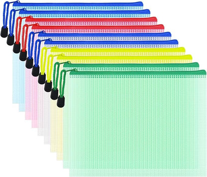 AUSTARK 10 Pcs Zipper File Bags, Waterproof Plastic Mesh Pouch by AUSTARK
