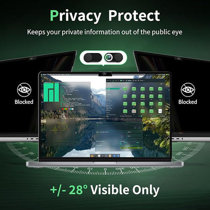 Privacy Screen for MacBook Pro 16 Inch, Anti Blue Light Glare Filter Removable - Image 2