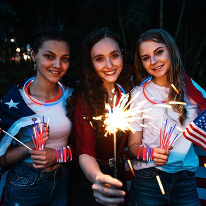 JOYIN 144 Pcs 4th of July Glow Sticks Bulk, Lightup Bracelet Necklace - Image 6