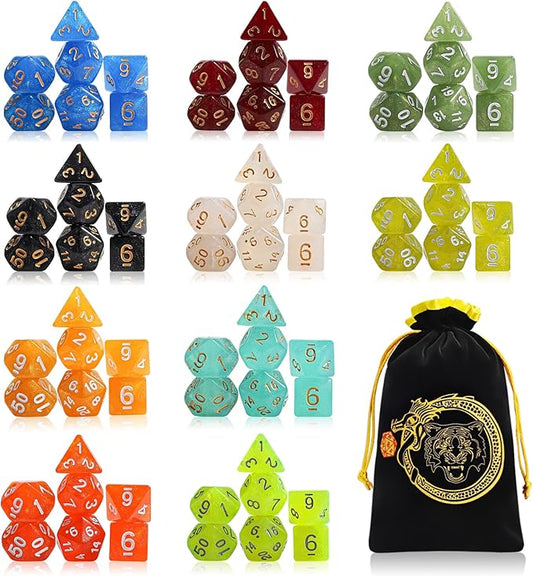 CiaraQ DND dice Set 10x7 Polyhedral Dice by CiaraQ