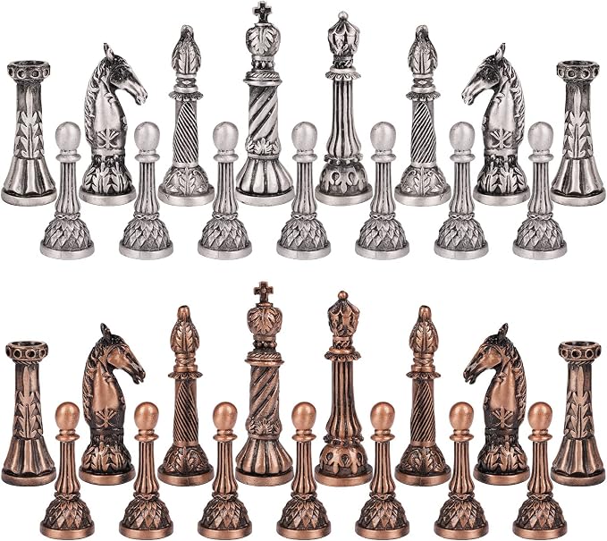 Retro Metal Chess Set for Adults and Kids – Marbling Chess Board - Image 2