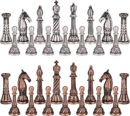 Retro Metal Chess Set for Adults and Kids – Marbling Chess Board - Image 2