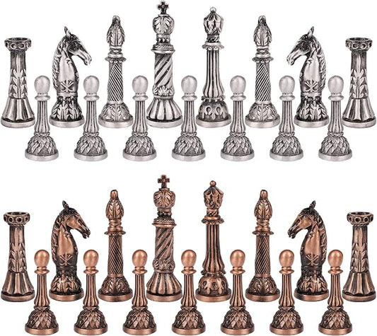 Retro Metal Chess Set for Adults and Kids – Marbling Chess Board - Image 2
