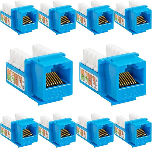 Cmple - 10 Pack Cat6 Keystone Jack Insert Punch Down RJ45 Connectors RJ45 by Cmple