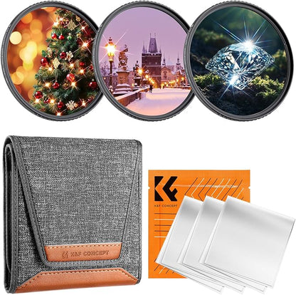 K&F CONCEPT 72mm Star Filters Kit 4 Points 6 Points 8 Points Cross Screen by KFCONCEPT