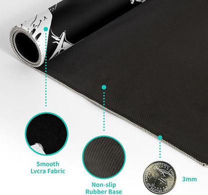 Japanese Sea Wave Large Mouse Pad, Abstract Black Gaming Mousepad, Extended - Image 8